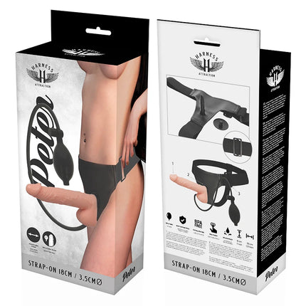 HARNESS ATTRACTION - RNES PETER MIT AUFBLASBAREM PENIS 18 CM -O- 3.5 CM - Strapon Gurte