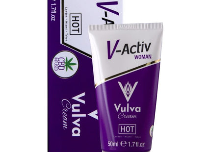 Purple und weiße heiss vulva creme mit cbd in 50ml tube mit goldakzenten cbd-infused
