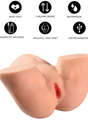 Ein pfirsichfarbener realistischer silikon-masturbator mit großem gesäß hidden desire und 7 milchmodi usb wiederaufladbar
