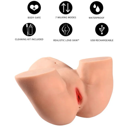 Ein pfirsichfarbener realistischer silikon-masturbator mit großem gesäß hidden desire und 7 milchmodi usb wiederaufladbar