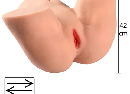 Beige silikon brustform mit rotem innenfutter und 42 cm höhe mit melkfunktion im hidden desire big booty milking torso masturbator 16 kg