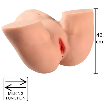 Beige silikon brustform mit rotem innenfutter und 42 cm höhe mit melkfunktion im hidden desire big booty milking torso masturbator 16 kg