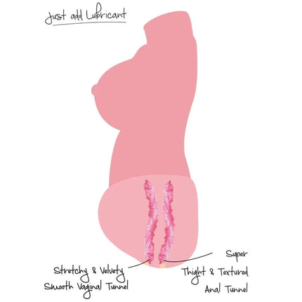Pink silikon body insert mit strukturierten und glatten tunnels für hidden desire double d torso masturbator vagina und anal 5 kg