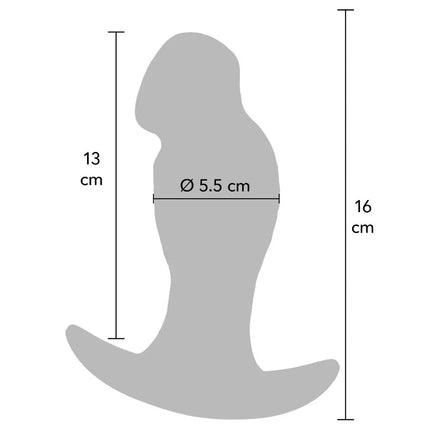 Grauer silikon analplug hidden desire inferno mit gebogenem fuß und konischem kopf, 16 cm lang