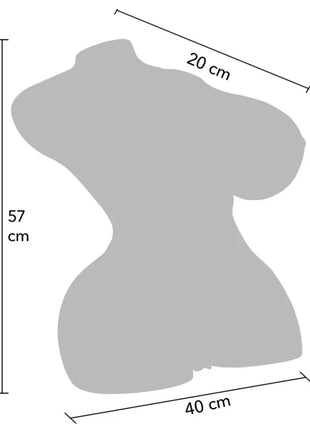 Grauer, stilisierter teppich in menschlicher silhouette 57 cm hoch und 40 cm breit für hidden desire milking mega torso