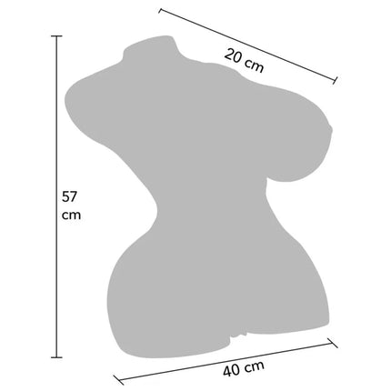 Grauer, stilisierter teppich in menschlicher silhouette 57 cm hoch und 40 cm breit für hidden desire milking mega torso