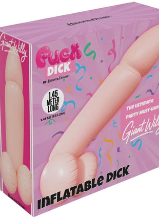 Pink aufblasbarer riese penis 145 cm in pinker verpackung mit konfetti von hidden desire