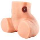 Pink silikonmasturbator mit braunem runder knopfelement seitlich für enge milchende stimulation