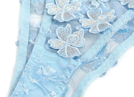 Himmelblaues Blütentraum-Dessous-Set - Sexy Dessous-Set