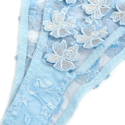 Himmelblaues Blütentraum-Dessous-Set - Sexy Dessous-Set