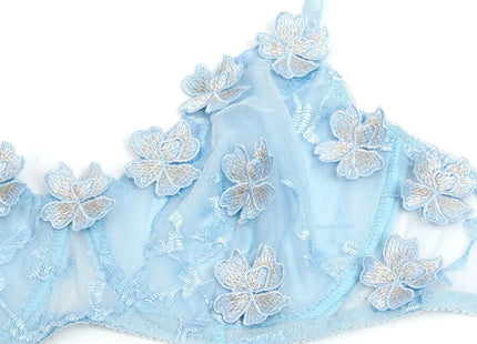 Himmelblaues Blütentraum-Dessous-Set - Sexy Dessous-Set