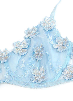 Himmelblaues Blütentraum-Dessous-Set - Sexy Dessous-Set