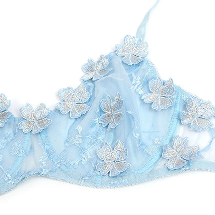 Himmelblaues Blütentraum-Dessous-Set - Sexy Dessous-Set
