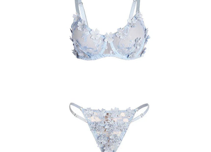 Himmelblaues Blütentraum-Dessous-Set - Sexy Dessous-Set