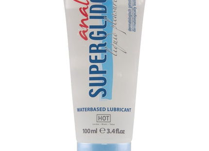 Weiße tube anal superglide flüssiges gleitmittel auf wasserbasis 100 ml hot flavor mit blau-roter markierung