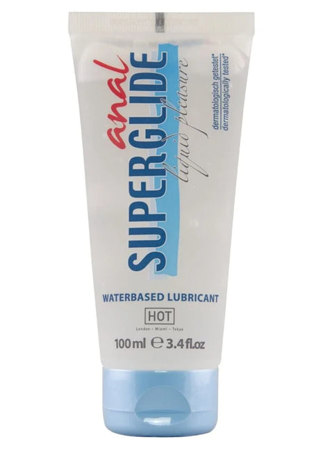 Weiße tube anal superglide flüssiges gleitmittel auf wasserbasis 100 ml hot flavor mit blau-roter markierung