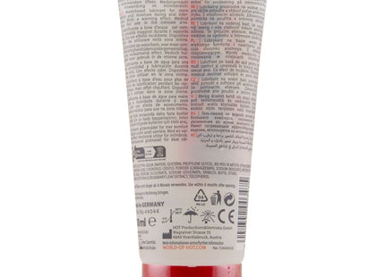 Ein rotes transparentes rohr mit erwärmendem anal superglide wasserbasiertem gleitmittel 100 ml