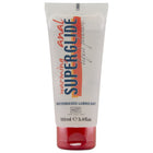 Weißes tube mit rotem deckel und orange-rotem streifen, superglide wärmendes anal-lubrikant von lique plaisir 100 ml