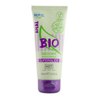Eine violett und hellgrüner tube bio superglide heiß wasserbasierter anal gleitgel mit violettem verschluss 100 ml