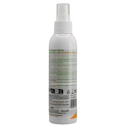 Klarer kunststoffsprühflasche mit weißer düse und kappe bio-reiniger-spray 150 ml mit grapefruitsamenextrakt