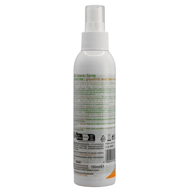 Klarer kunststoffsprühflasche mit weißer düse und kappe bio-reiniger-spray 150 ml mit grapefruitsamenextrakt