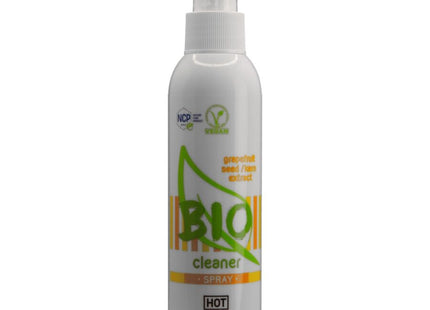 Weiße plastiksprühflasche hot bio-reiniger-spray 150 ml mit bio cleaner spray etikett und grapeseed lemongrass extrakt