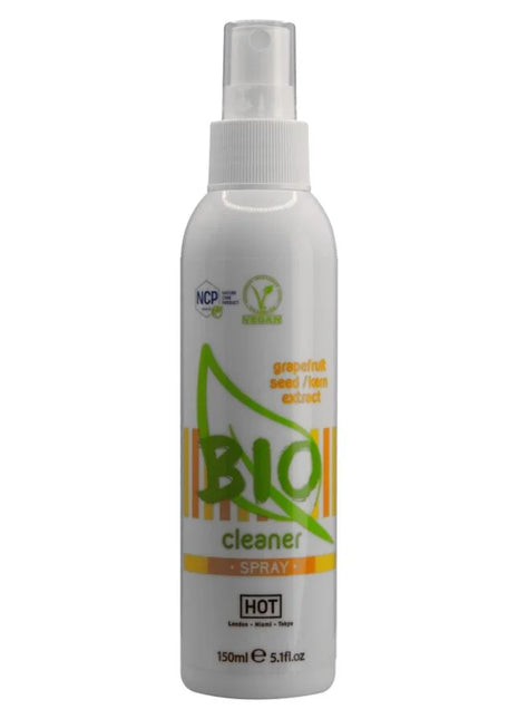 Weiße plastiksprühflasche hot bio-reiniger-spray 150 ml mit bio cleaner spray etikett und grapeseed lemongrass extrakt