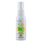 Weiße plastik-sprühflasche hot bio-reiniger-spray 50 ml mit grün-orangem etikett und grapefruitkernextrakt