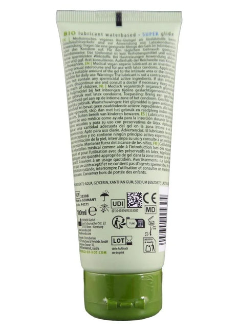 Grüne transluzente tube bio-schmiermittel auf wasserbasis 100 ml frei von tensiden