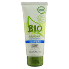 Weiße tube bio super heiß wasserbasierte gleitcreme mit grünem deckel und umweltfreundlicher kennzeichnung 100 ml