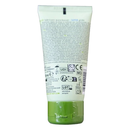 Transparenter grüner plastikschlauch mit passendem deckel, bio-schmiermittel auf wasserbasis 50 ml, lipidbasierte super gleitfunktion