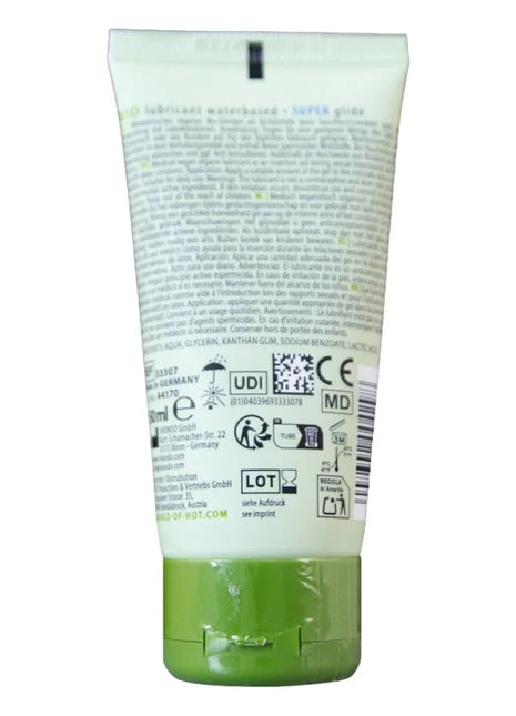 Transparenter grüner plastikschlauch mit passendem deckel, bio-schmiermittel auf wasserbasis 50 ml, lipidbasierte super gleitfunktion