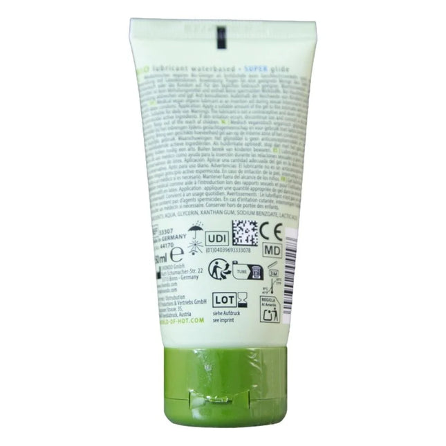 Transparenter grüner plastikschlauch mit passendem deckel, bio-schmiermittel auf wasserbasis 50 ml, lipidbasierte super gleitfunktion