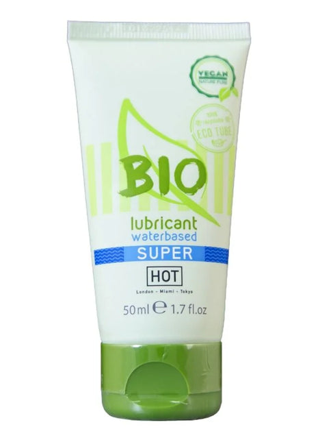 Weiße tube mit grünen akzenten und grünem deckel bio wasserbasierter hot lubricant 50 ml