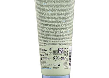 Weiße, quetschbare tube bio-schmiermittel auf wasserbasis sensitiv 100 ml für sanfte gleitwirkung