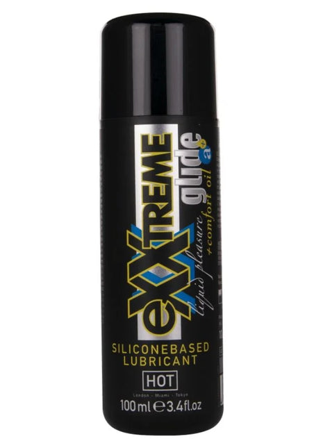 Schwarze zylindrische flasche hot extra gleitendes silikonbasiertes gleitmittel mit komfortöl a plus 100 ml