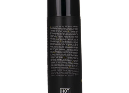 Schwarze zylindrische spraydose mit matter oberfläche und weißer beschriftung hot silikonbasiertes gleitmittel 100 ml