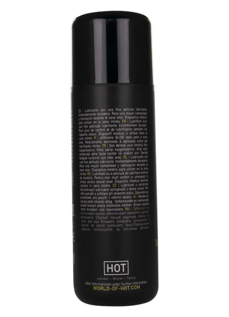 Schwarze zylindrische spraydose mit matter oberfläche und weißer beschriftung hot silikonbasiertes gleitmittel 100 ml
