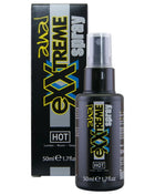 Schwarze sprühflasche mit gelber und blauer exxtreme-markierung von hot anal spray 50 ml