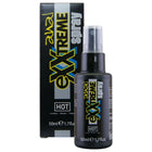 Schwarze sprühflasche mit gelber und blauer exxtreme-markierung von hot anal spray 50 ml