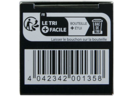Schwarzer kunststoffverschluss mit weißem recycling-etikett und strichcode auf der rückseite von hot extratremes analspray 50 ml