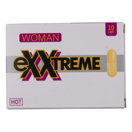 Weiße rechteckige exxtreme box mit lila und schwarzen elementen und muira puama kapsel für frauen 10 einheiten