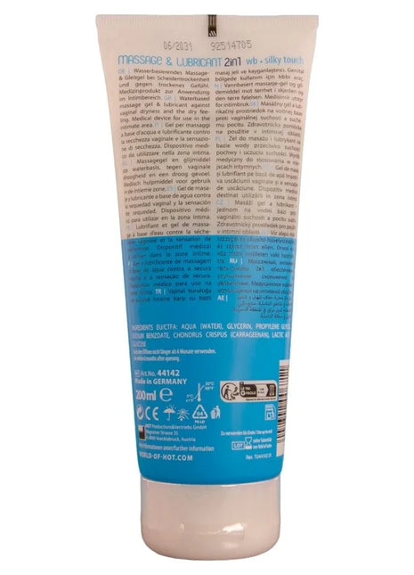 Beige und blaue tube hot massage- und gleitgel 2in1 silky touch mit seidiger textur 200 ml
