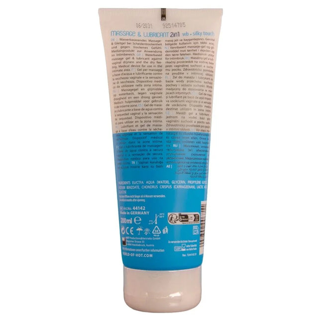Beige und blaue tube hot massage- und gleitgel 2in1 silky touch mit seidiger textur 200 ml