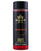 Schwarze zylindrische flasche hot massageöl wärmend 100 ml mit glänzendem schwarzen deckel und rotem boden