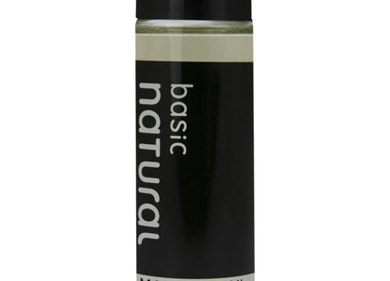 Schwarze flasche mit basic natürlichem massageöl basis 100 ml und klarem inhalt für natürliche entspannung