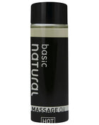 Schwarze flasche mit basic natürlichem massageöl basis 100 ml und klarem inhalt für natürliche entspannung