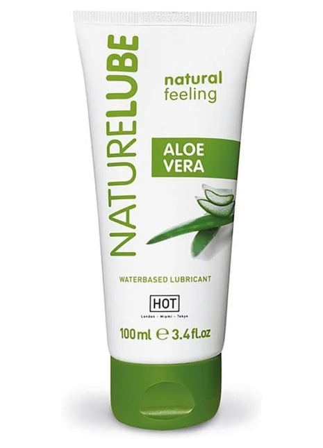 Weiß-grünes tube naturelube aloe vera gleitgel auf wasserbasis mit grünem deckel 100 ml
