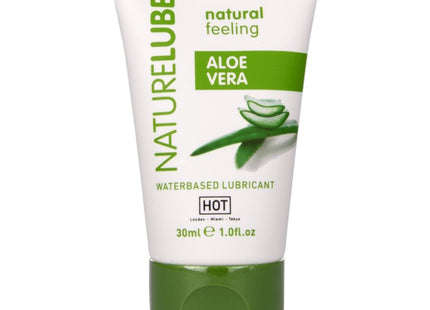 Weißes tube hot naturelube wasserbasiertes gleitgel mit aloe vera und grünem deckel 30 ml
