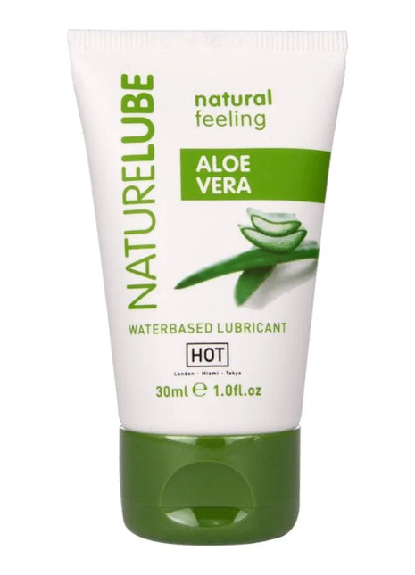 Weißes tube hot naturelube wasserbasiertes gleitgel mit aloe vera und grünem deckel 30 ml